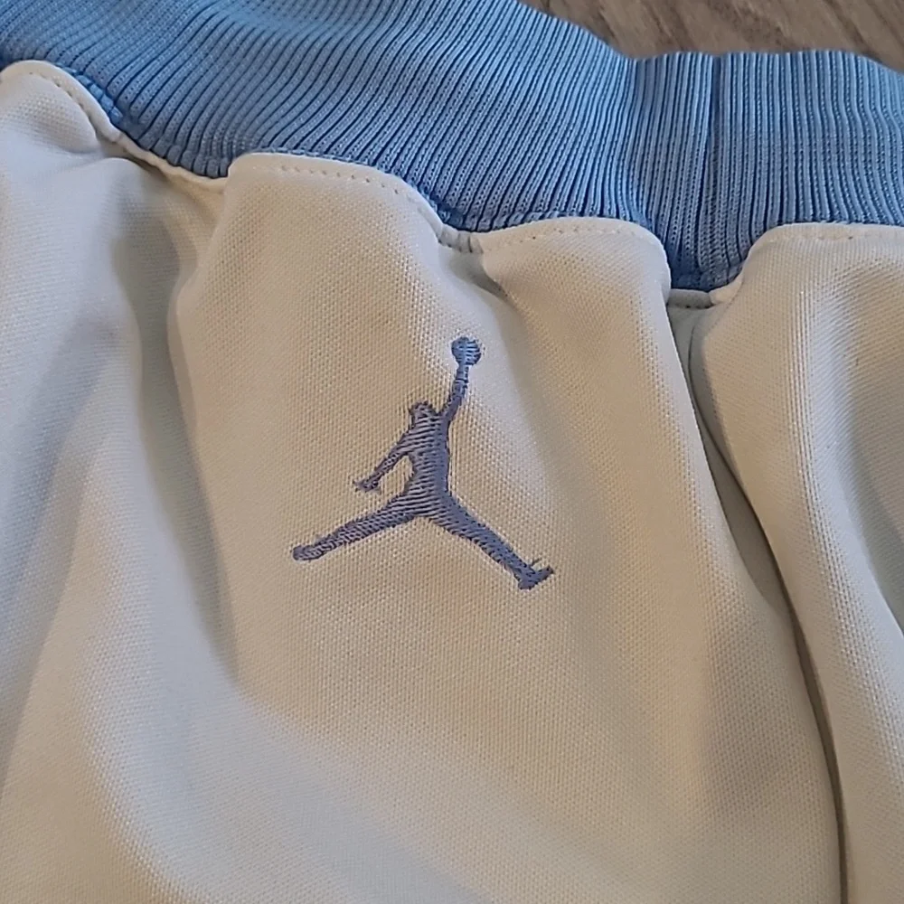 Jordan White and Light Blue Athletic Shorts